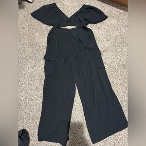 Aerie Flowy Pant and Cropped Top Set